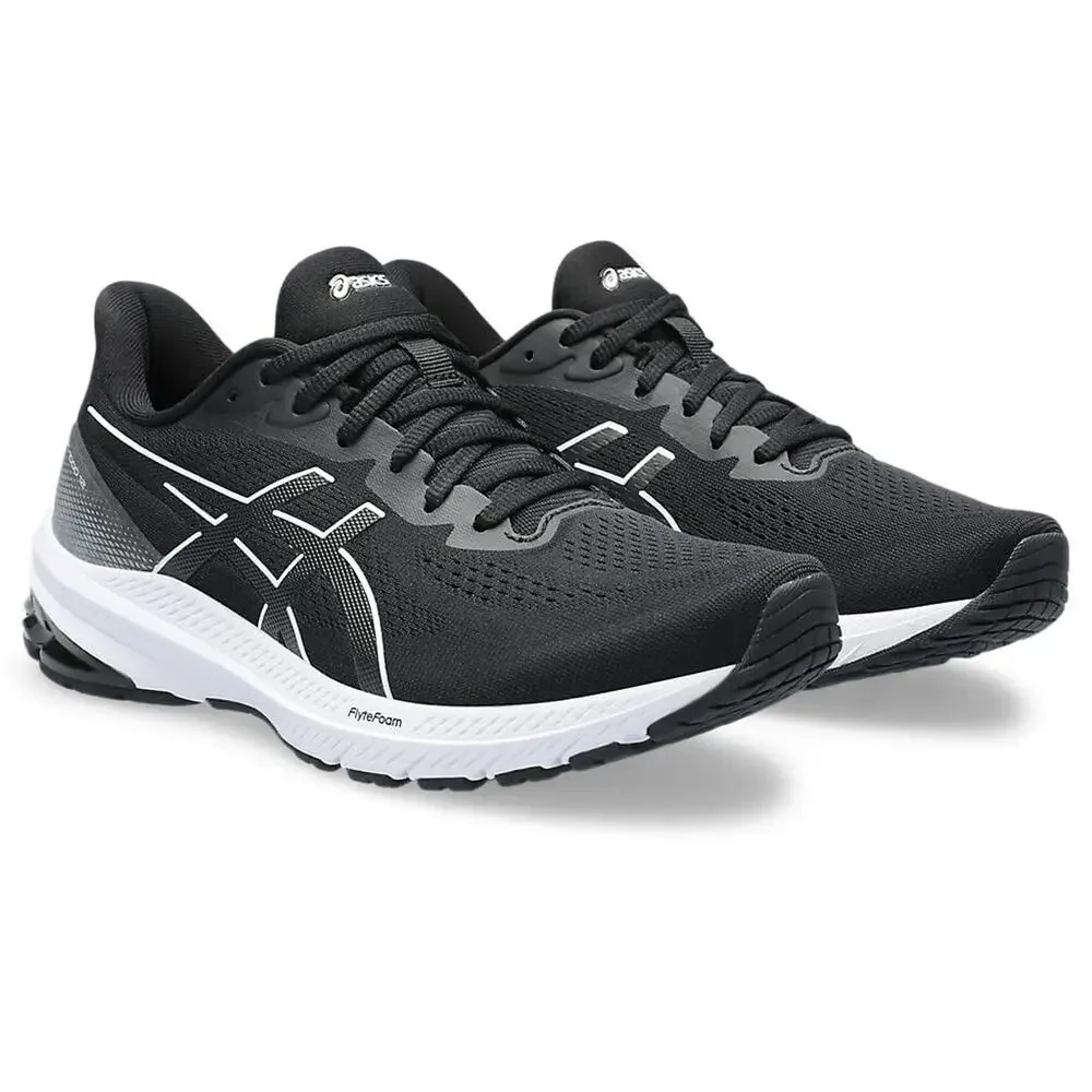 ASICS WOMENS GT-1000 12 RUNNING SHOES 5 BLACK WHITE
